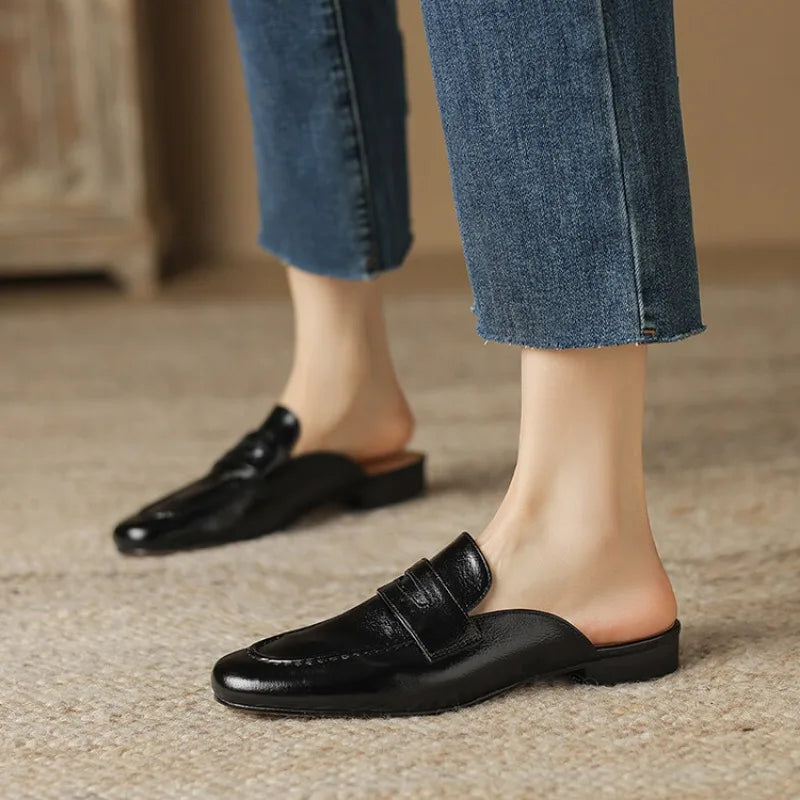 Damen-Penny-Loafer-Mule aus Leder, Farbe Schwarz, Ansicht 6