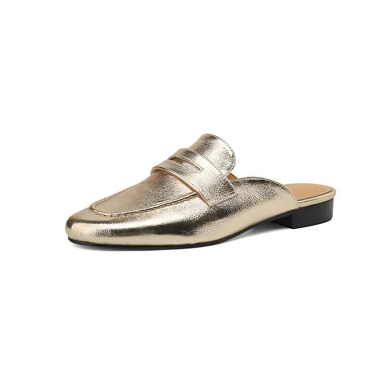 Damen-Penny-Loafer-Mule aus Leder, Farbe Silber, Ansicht 8