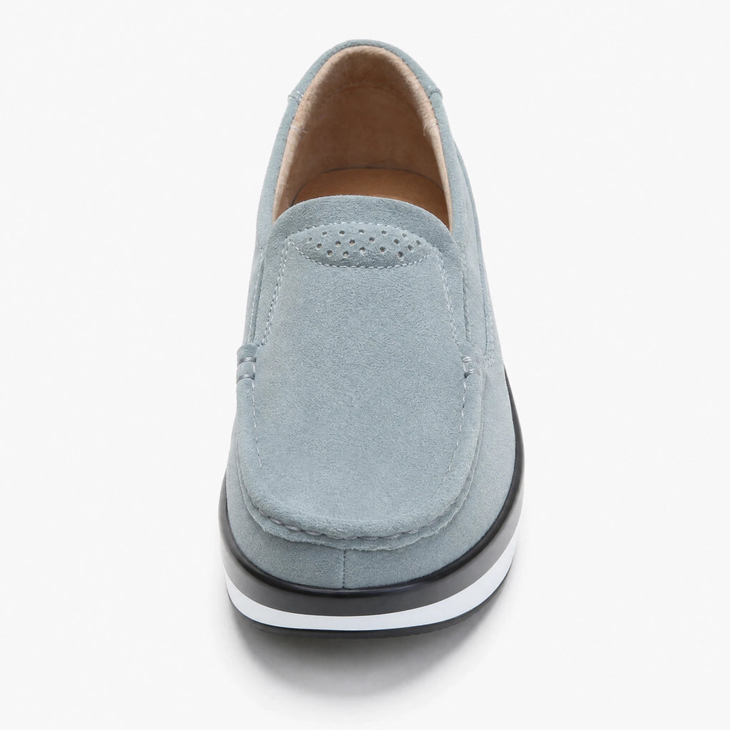 Damen-Plateau-Loafer mit zweifarbiger Sohle in Grau, Ansicht 1