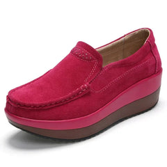 Damen-Plateau-Loafer mit dicker zweifarbiger Sohle, Fuchsia
