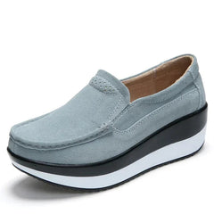 Damen-Plateau-Loafer mit dicker zweifarbiger Sohle, Grau