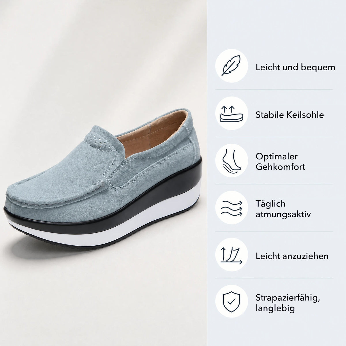 Damen-Plateau-Loafer mit zweifarbiger Sohle in Schwarz, Ansicht 5 Bild