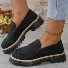 Damen Plateau Slipper mit Profilsohle, Schwarz
