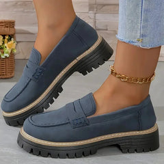Damen Plateau Slipper mit Profilsohle, Blau