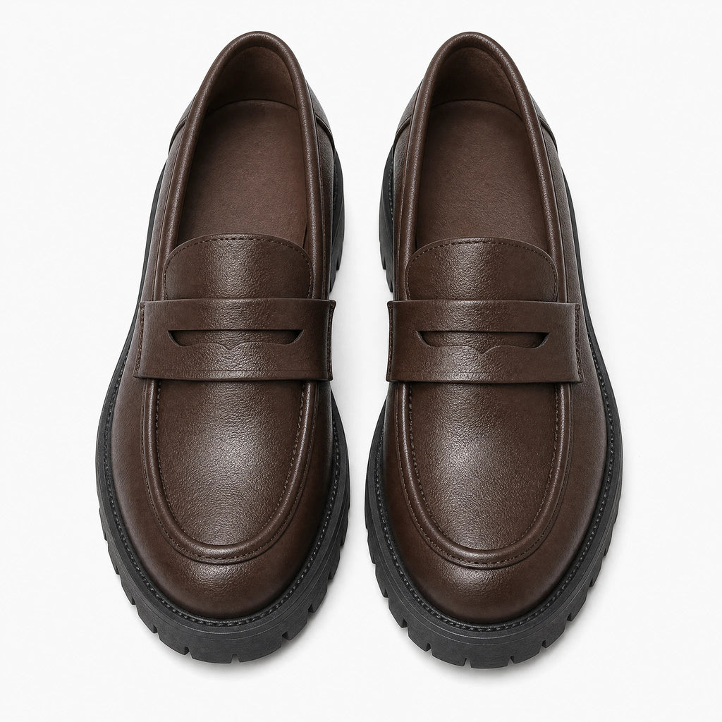 Brauner Damen-Slipper mit Profilsohle und Plateau