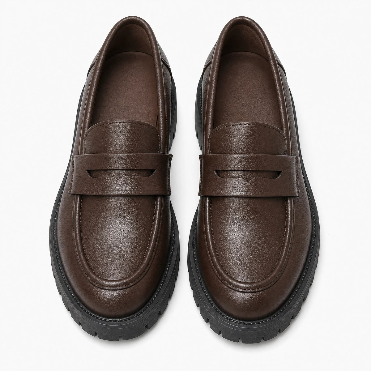 Brauner Damen-Slipper mit Profilsohle und Plateau Bild