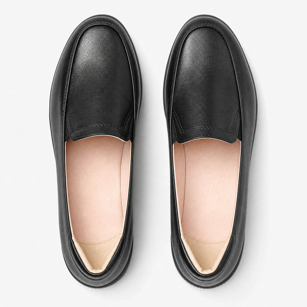 Schwarzer Keilabsatz-Slipper für Damen, Seitenansicht