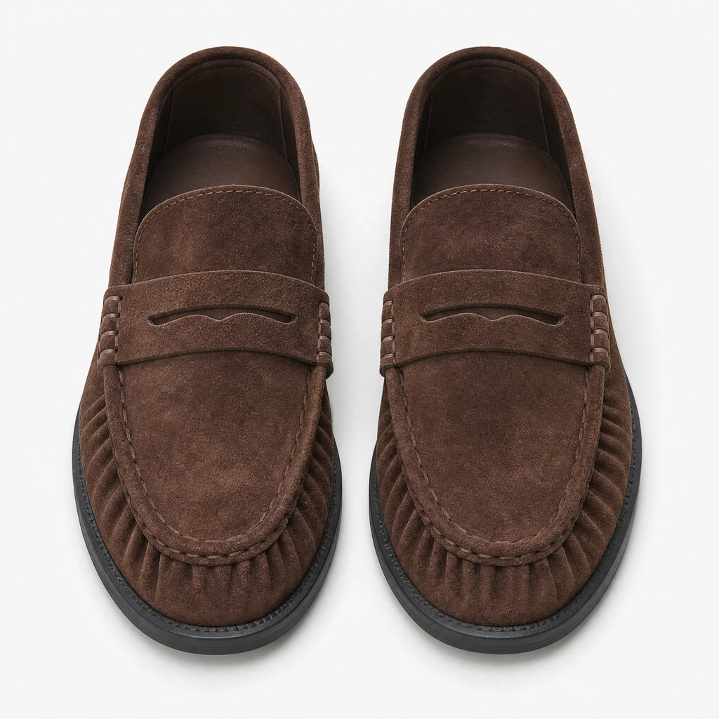 Brauner Damen-Slipper in Wildleder-Optik