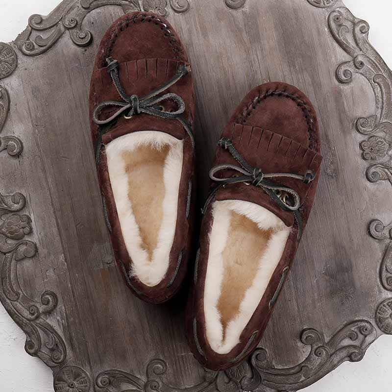 schwarzer Mokassin mit Quaste aus Leder für Frauen