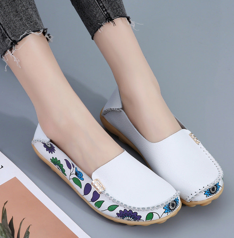 Damen-Loafer aus Kunstleder mit Blumenmuster