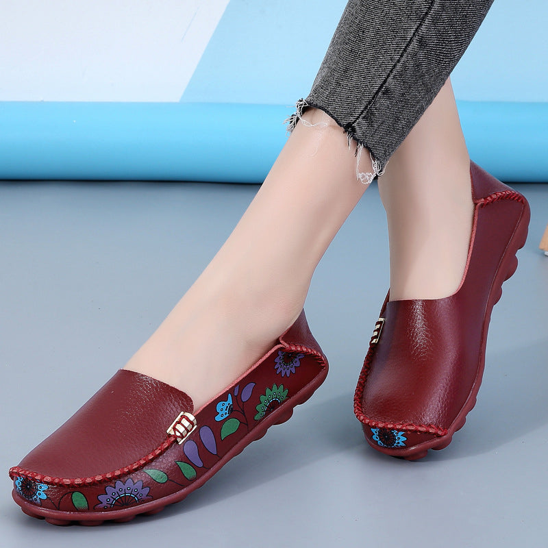 Damen-Loafer aus Kunstleder mit Blumenmuster