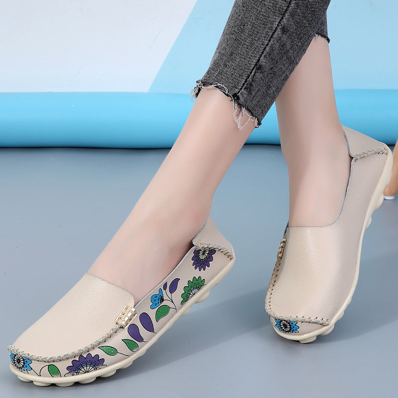 Damen-Loafer aus Kunstleder mit Blumenmuster