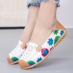Damen Kunstleder-Loafer mit Blumenmuster, Weiß
