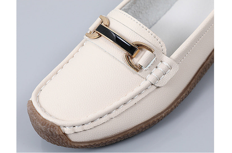 Kunstleder-Loafer mit goldenen Details für Damen