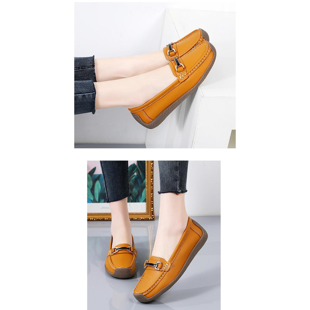 Kunstleder-Loafer mit goldenen Details für Damen