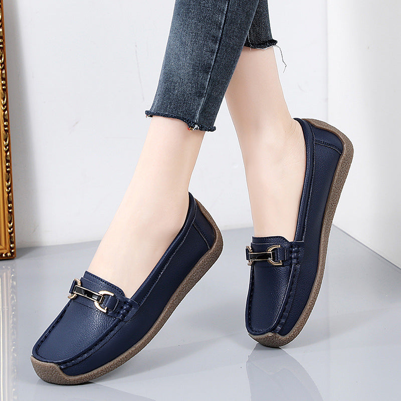 Kunstleder-Loafer mit goldenen Details für Damen
