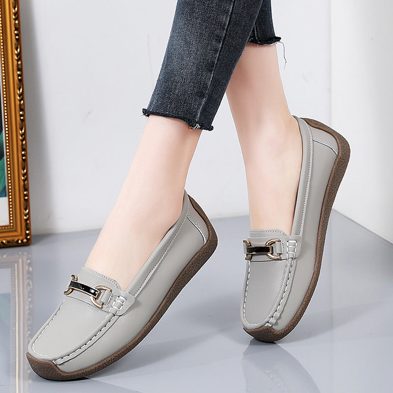 Kunstleder-Loafer mit goldenen Details für Damen