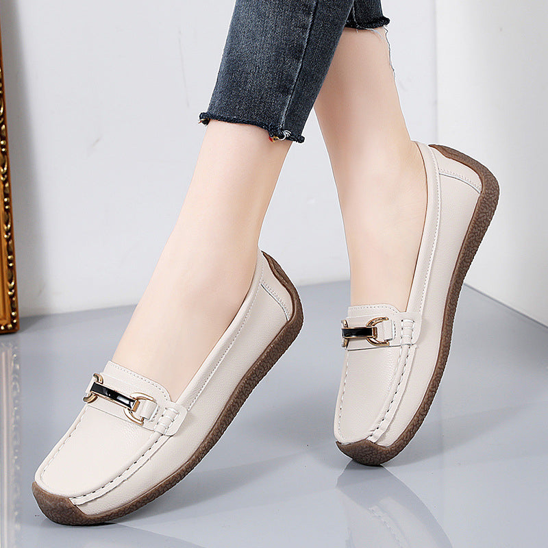Kunstleder-Loafer mit goldenen Details für Damen