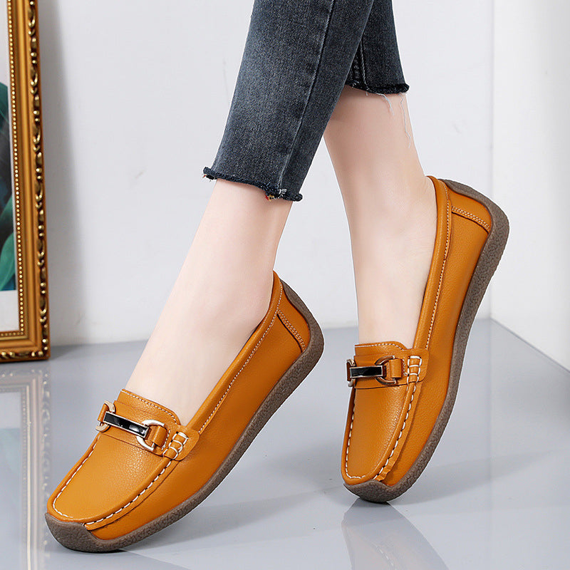 Kunstleder-Loafer mit goldenen Details für Damen
