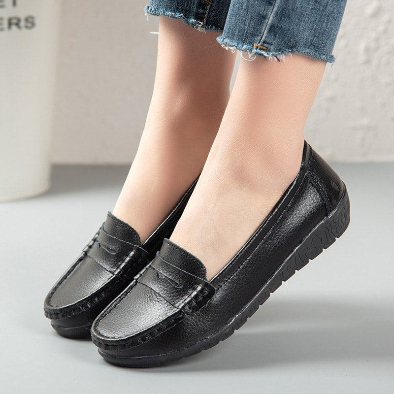 Bequeme Slip-On Kunstleder Loafer für Damen