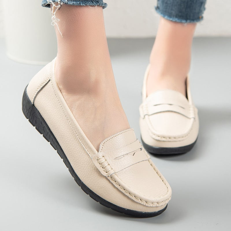 Bequeme Slip-On Kunstleder Loafer für Damen