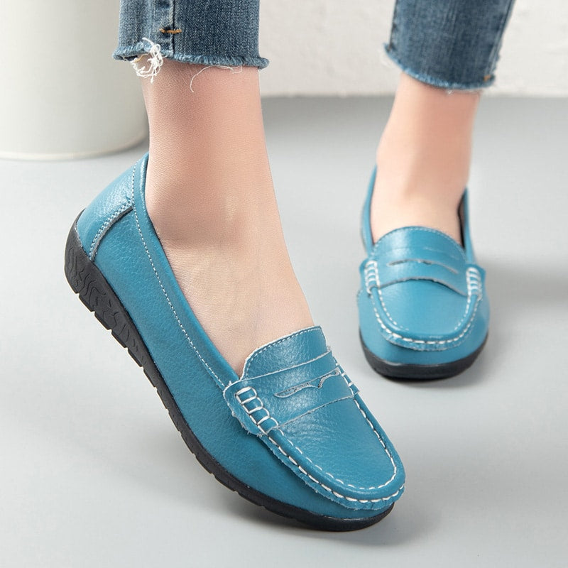 Bequeme Slip-On Kunstleder Loafer für Damen