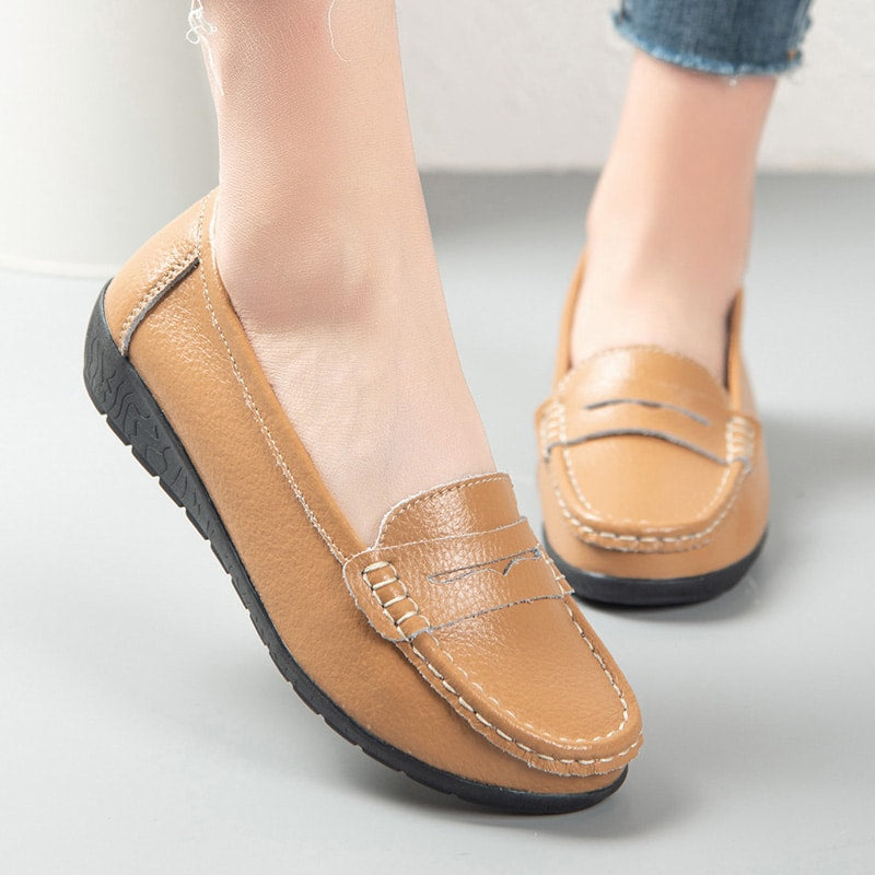 Bequeme Slip-On Kunstleder Loafer für Damen