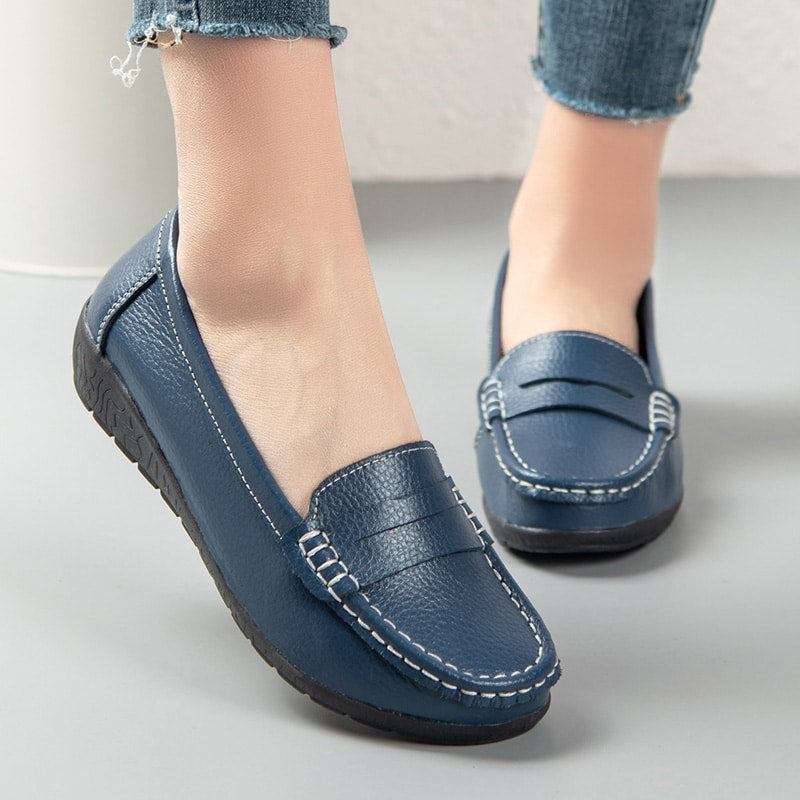 Bequeme Slip-On Kunstleder Loafer für Damen