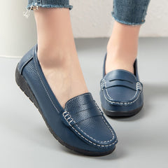Bequeme Slip-On Kunstleder Loafer für Damen, Marineblau