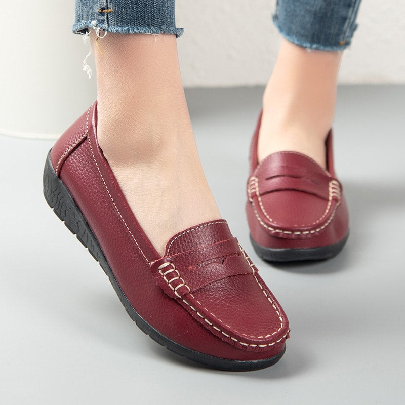 Bequeme Slip-On Kunstleder Loafer für Damen