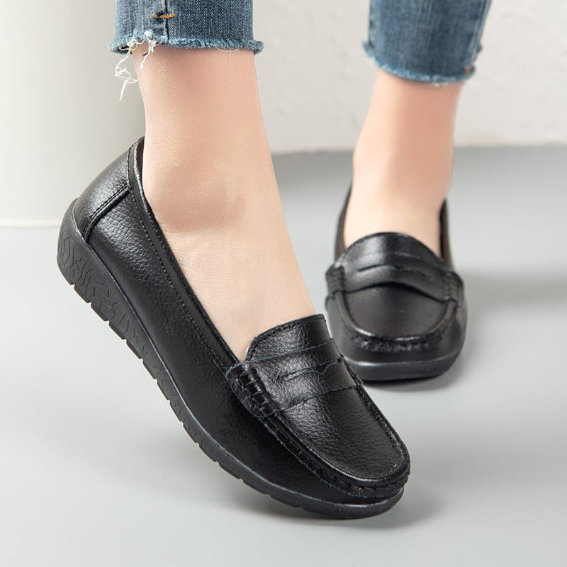 Bequeme Slip-On Kunstleder Loafer für Damen