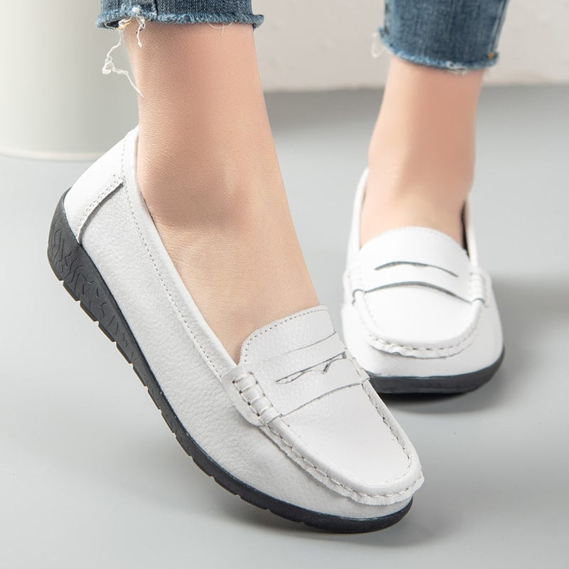 Bequeme Slip-On Kunstleder Loafer für Damen