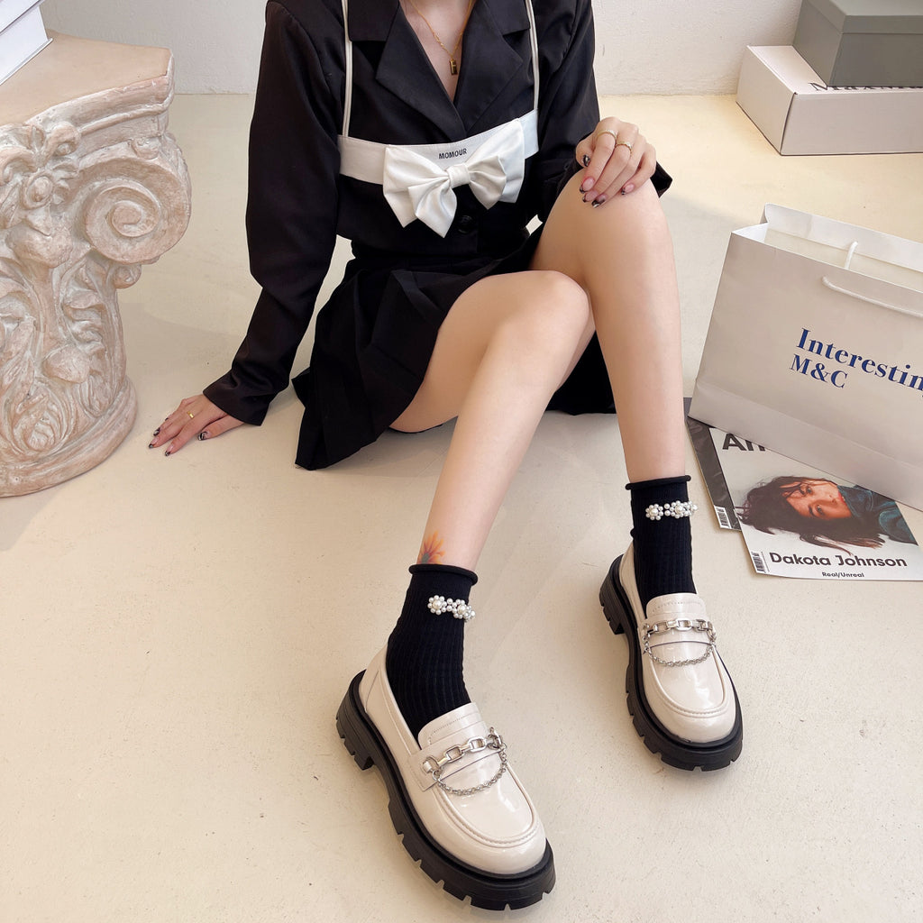 Damen-Loafer in Lackoptik mit dicker Sohle