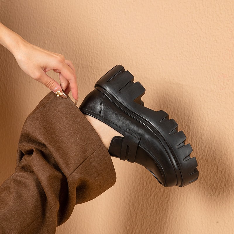 Damen-Loafer aus Leder mit runder Zehenpartie