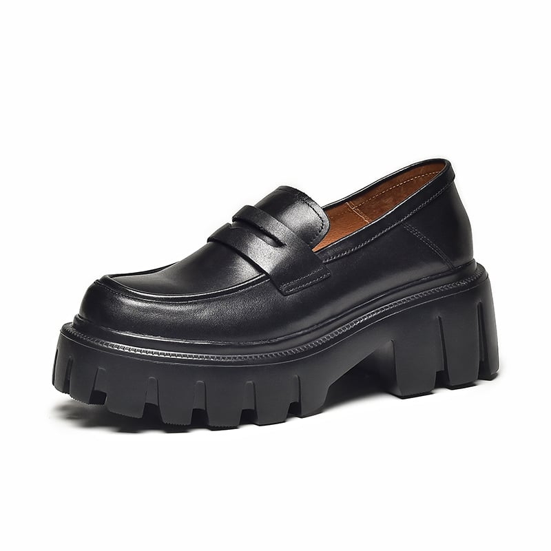 Damen-Loafer aus Leder mit runder Zehenpartie