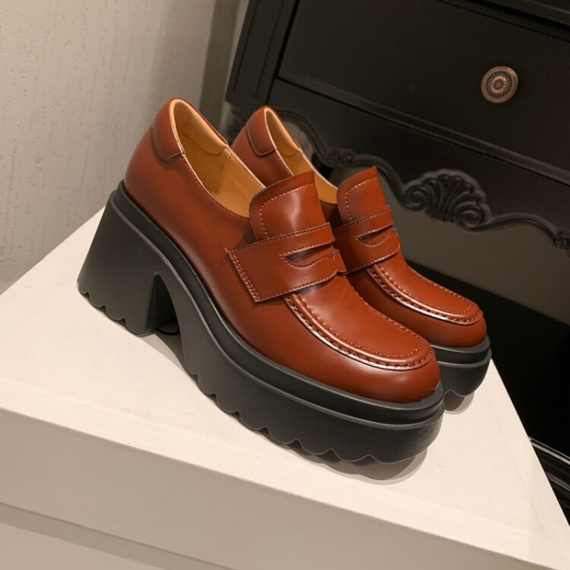 Loafer mit Absatz aus Leder für Damen