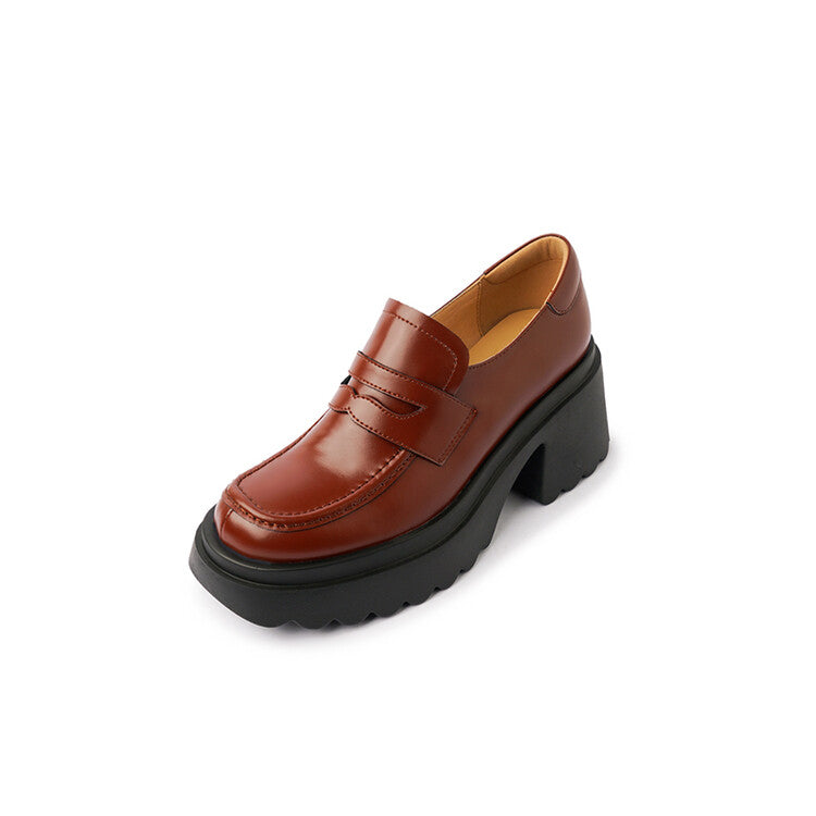 Loafer mit Absatz aus Leder für Damen