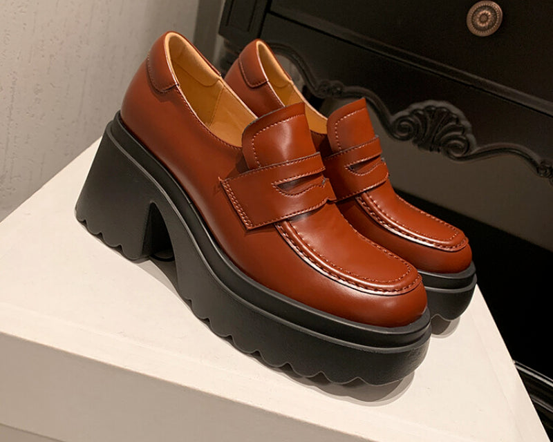 Loafer mit Absatz aus Leder für Damen
