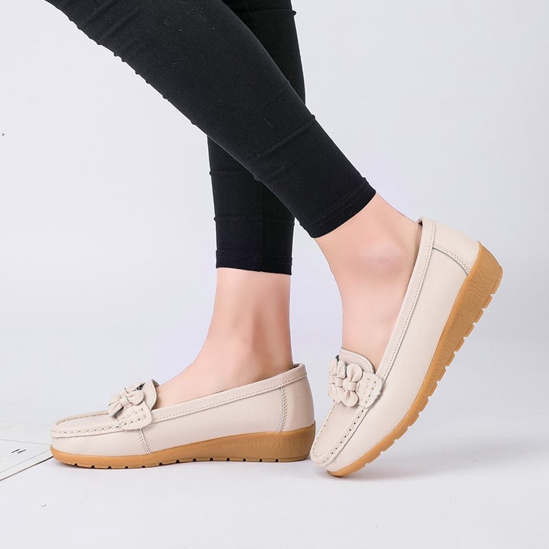 Damen-Loafer aus Kunstleder mit dicker Sohle