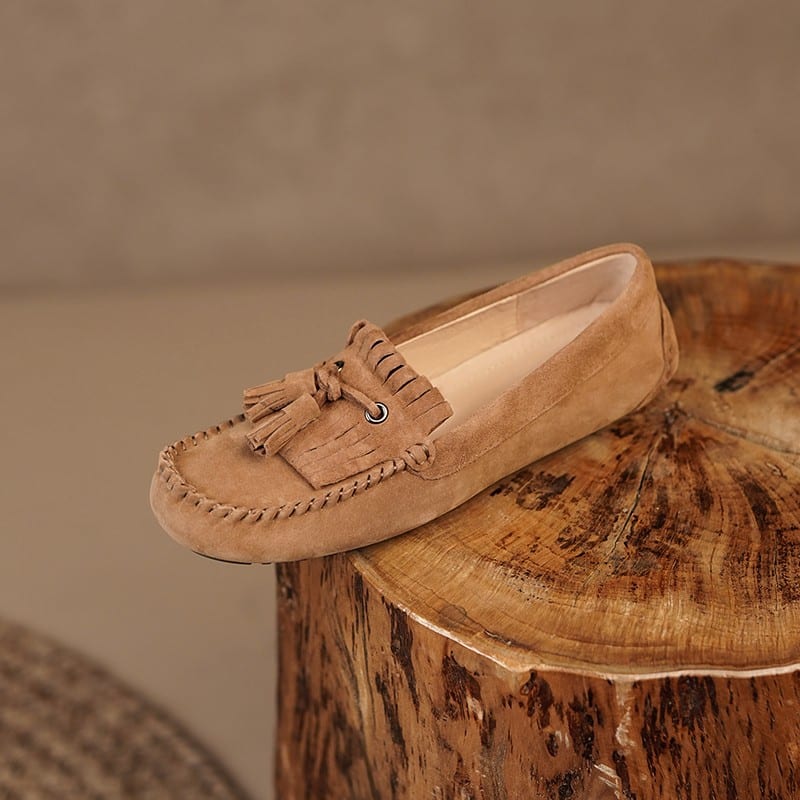 Wildleder-Loafer mit Fransen für Damen