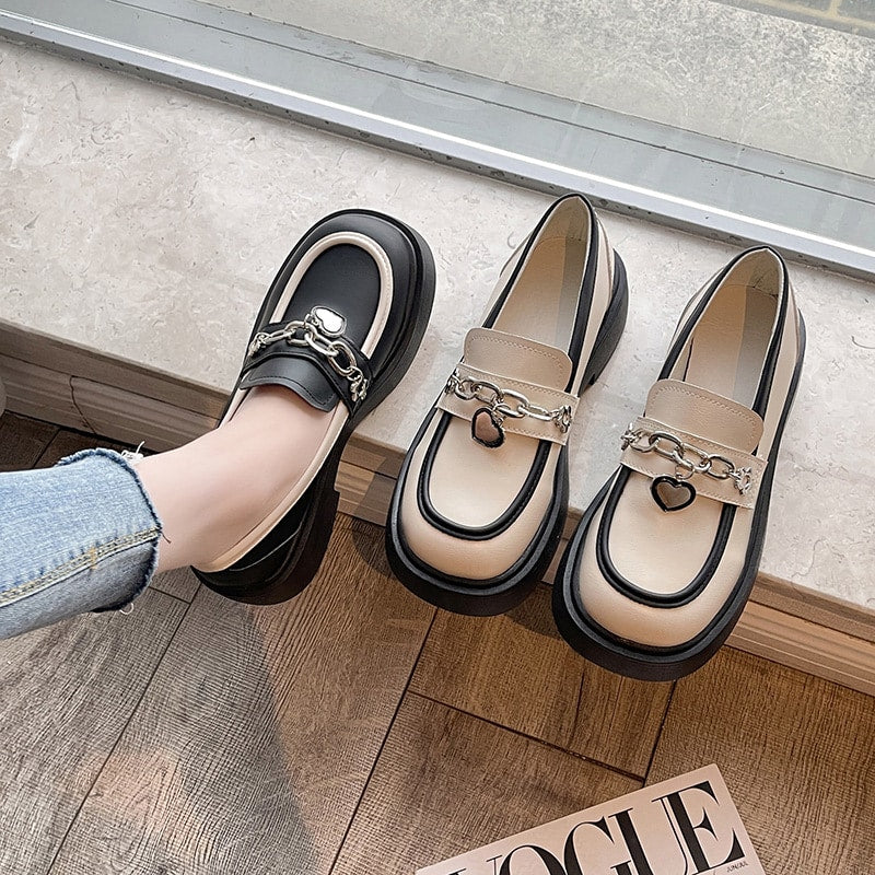Britische Damen-Loafer mit Plateau