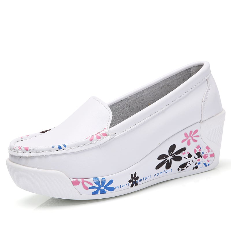 Loafer mit Keilabsatz und Blumenmuster für Damen