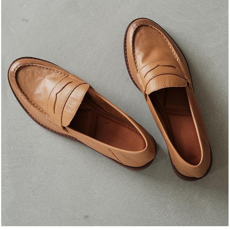 Loafer mit Blockabsatz aus weichem Leder für Damen