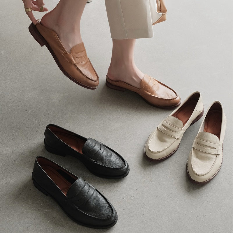 Loafer mit Blockabsatz aus weichem Leder für Damen