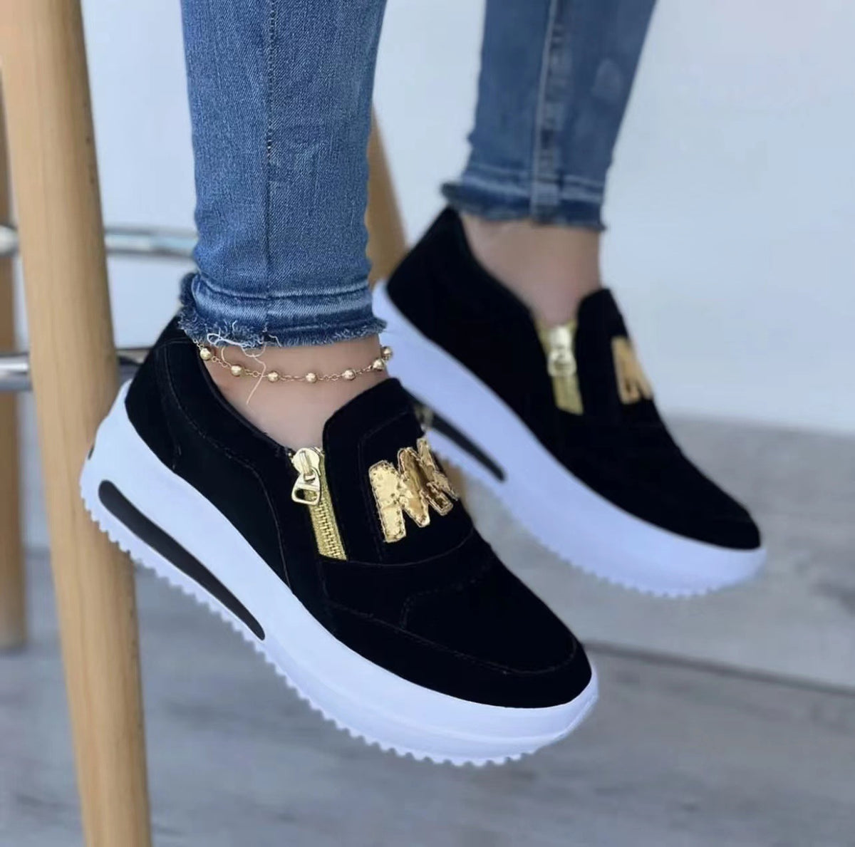 Plateau-Loafer mit Reißverschluss für Damen