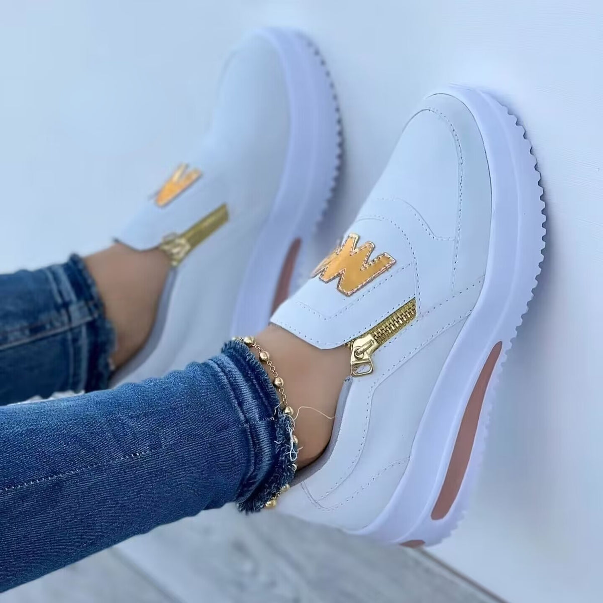 Plateau-Loafer mit Reißverschluss für Damen