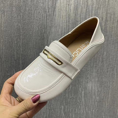 Runde Lackoptik-Loafer für Damen, Weiß