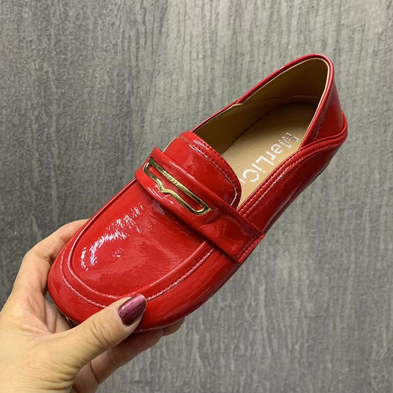 Runde Lackoptik-Loafer für Damen