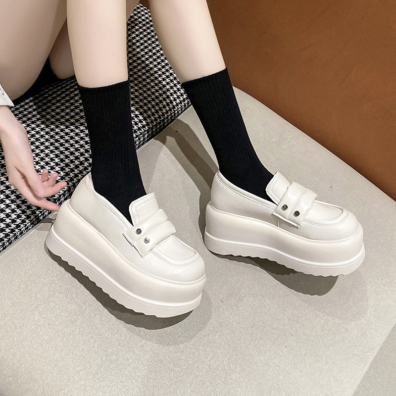 Dicke Plateau-Loafer mit Keilabsatz für Damen