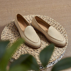 Elegante Herren-Loafer mit sichtbarer Ziernaht, Beige